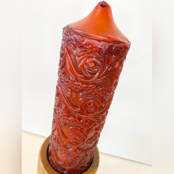 Vintage BRASS Candle Snuffer Wooden Candle Holder Hand Carved Thailand Quebec - Picture 4 of 11